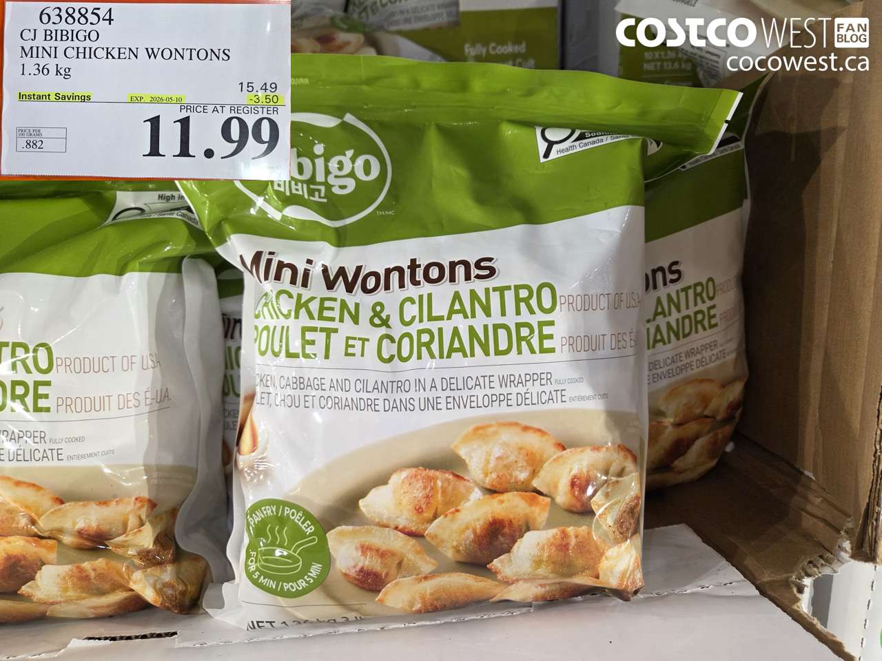 cj bibigo mini chicken wontons 136kg