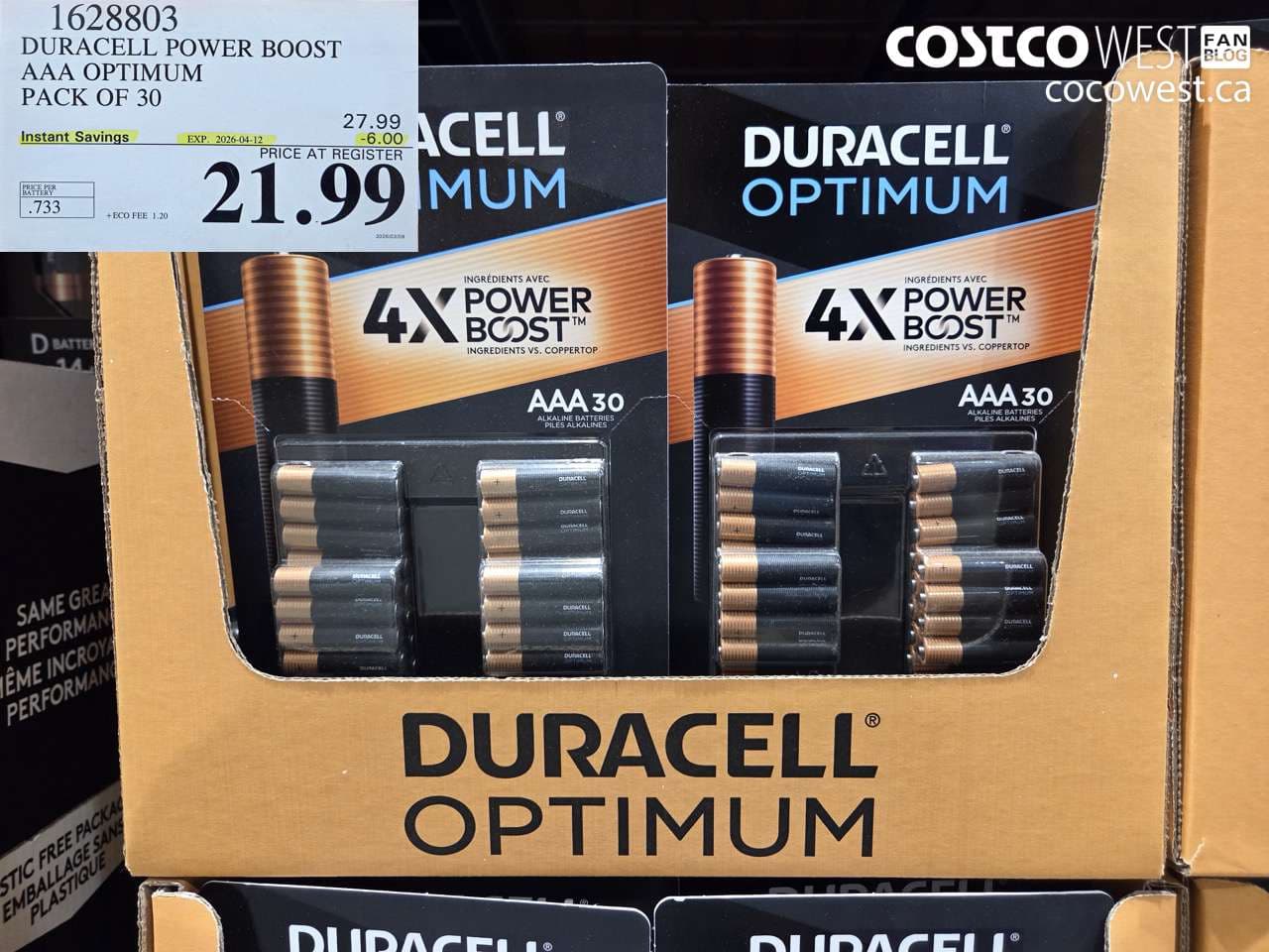 duracell power boost aaa optimum pack of 30
