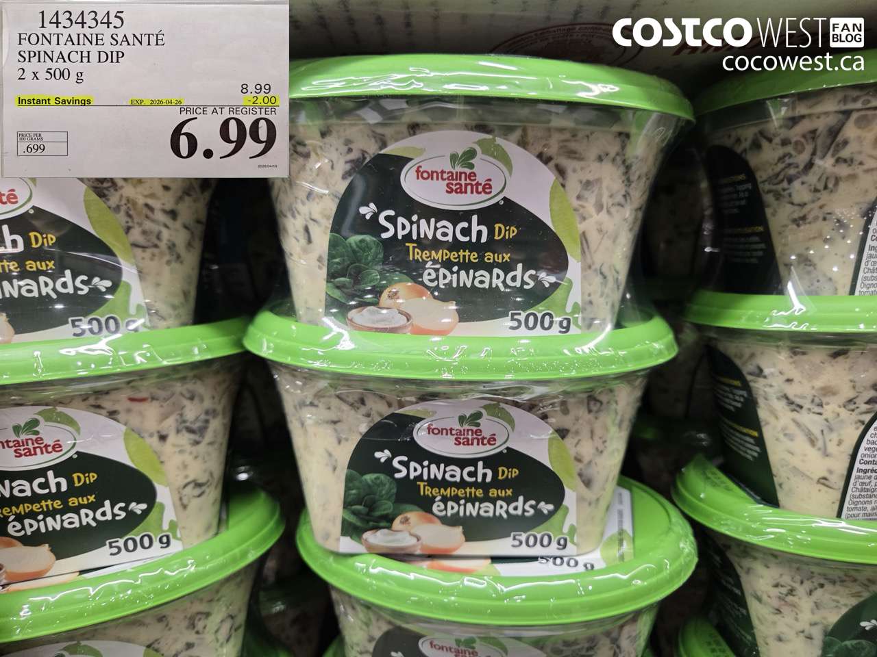 FONTAINE SANTÉ SPINACH DIP 2 X 500 G