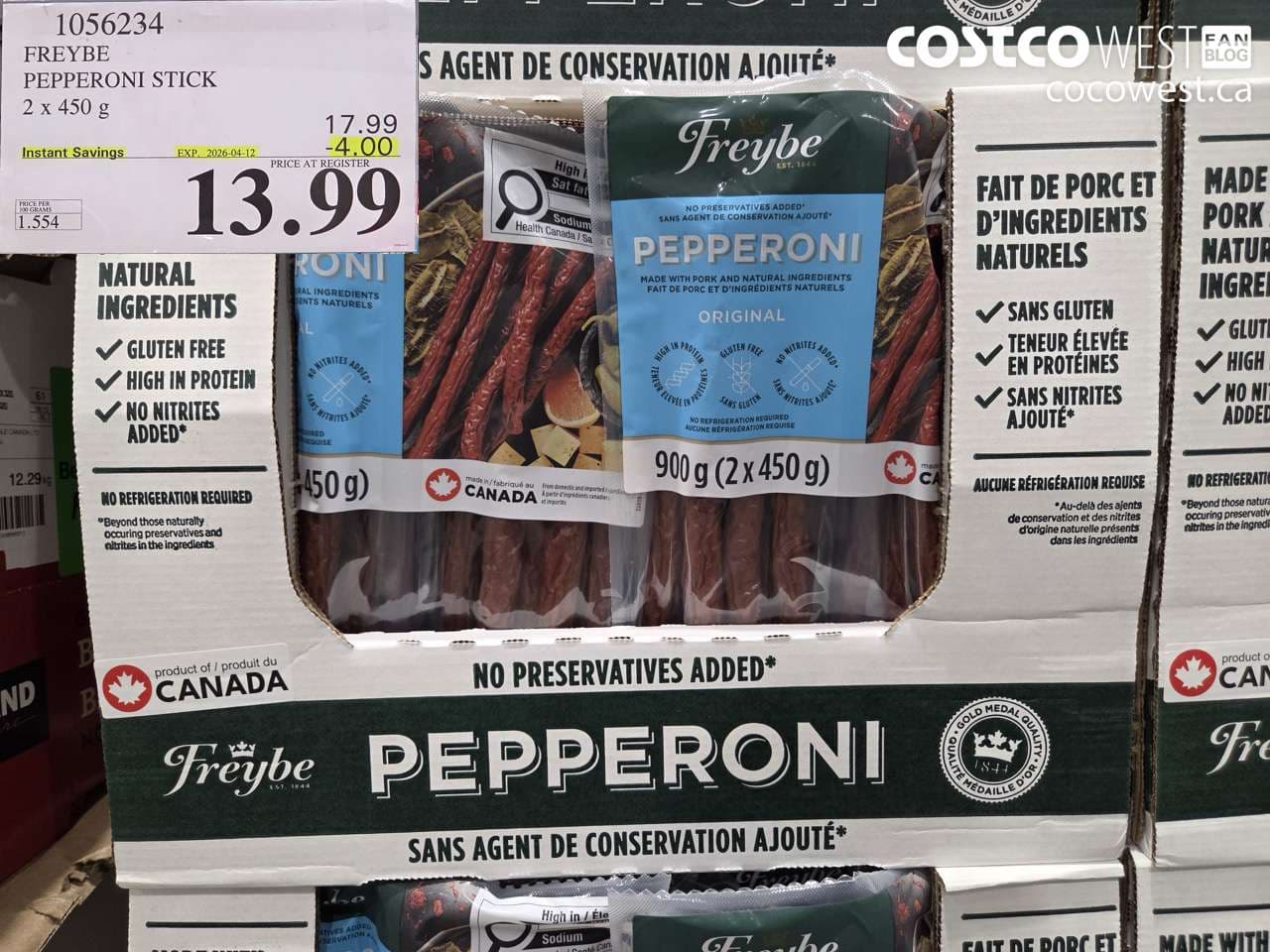 freybe pepperoni stick 2 x 450 g