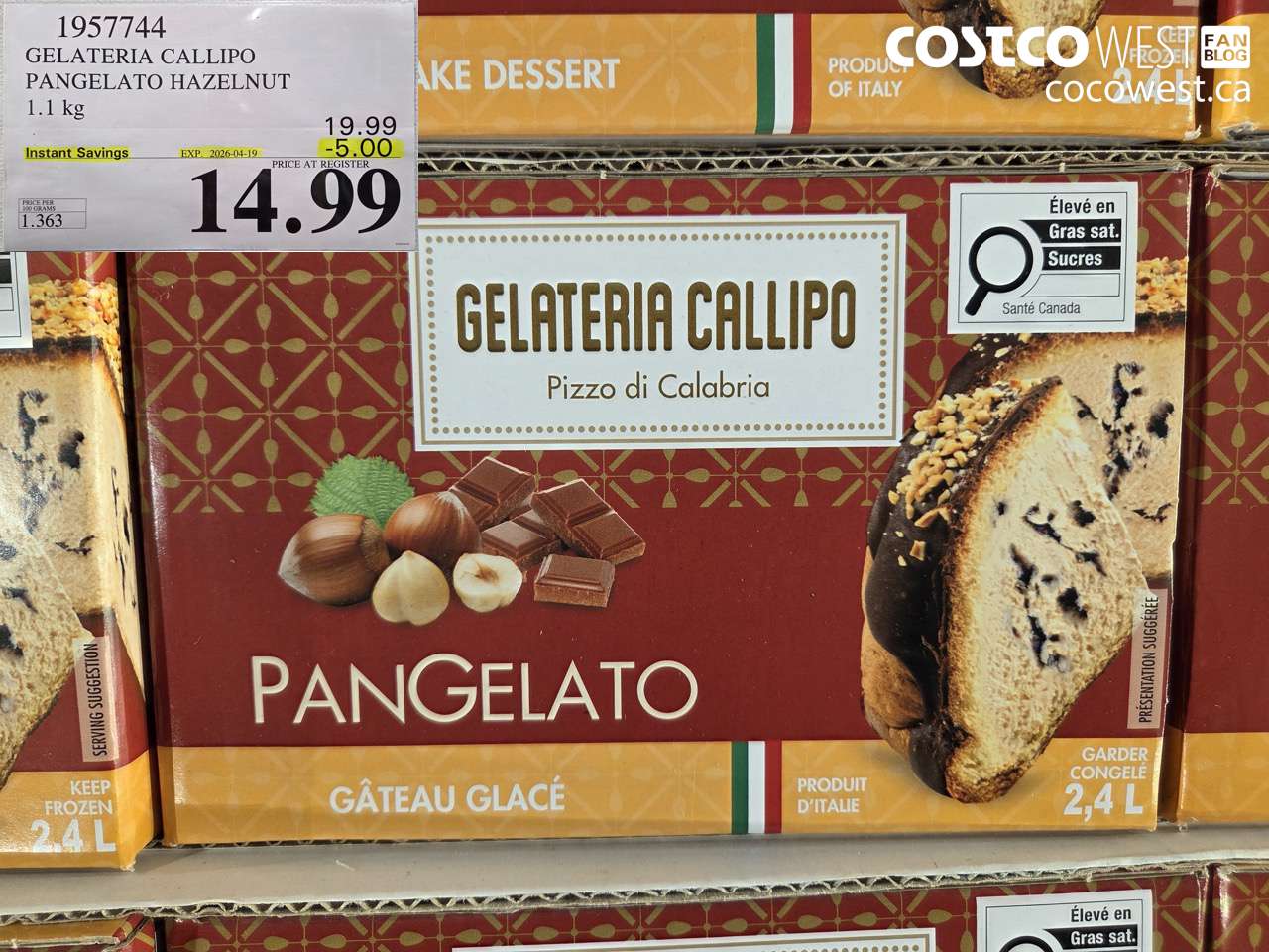 gelateria callipo pangelato hazelnut 11 kg