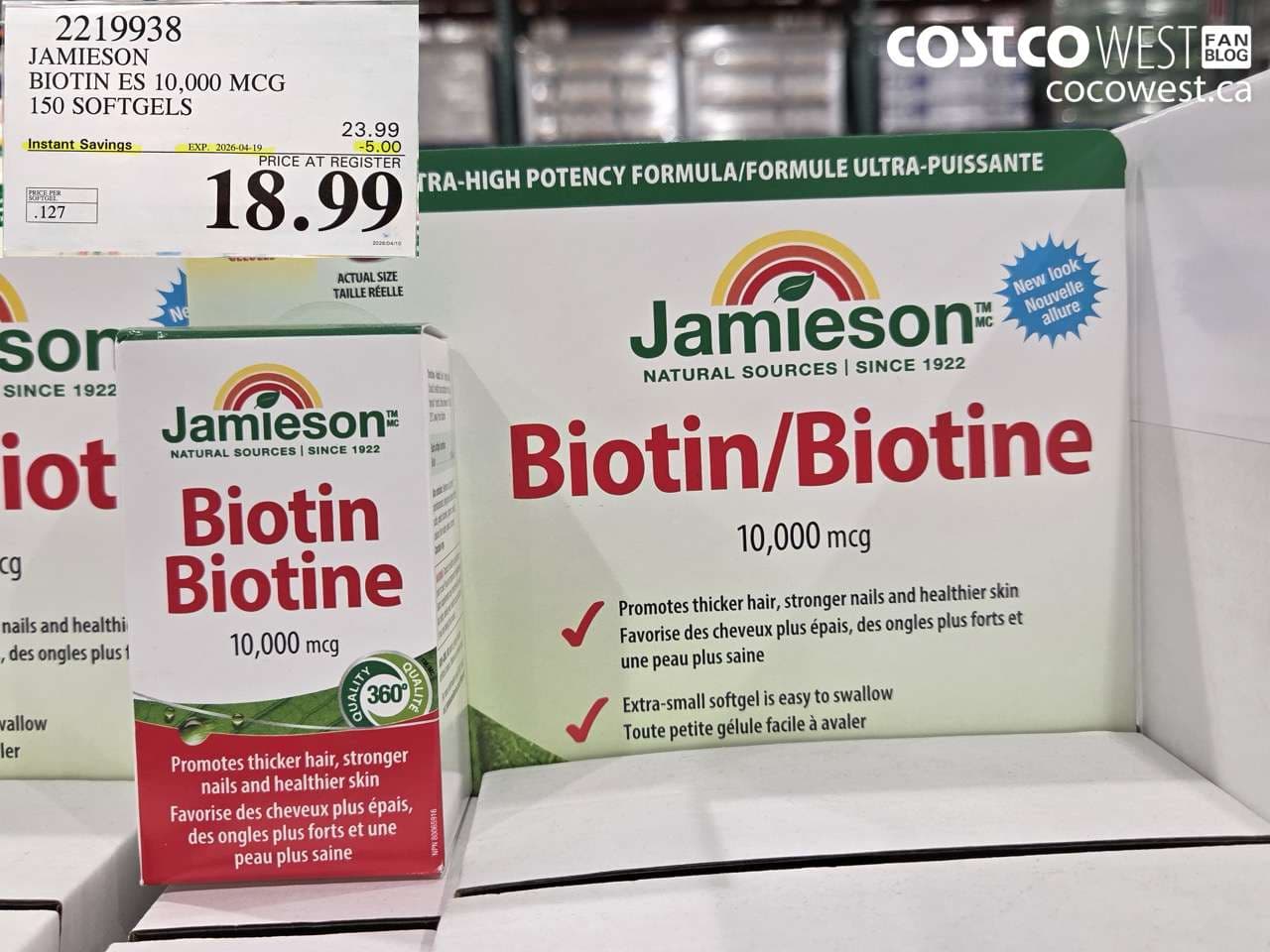 jamieson biotin es 10000 mcg 150 softgels