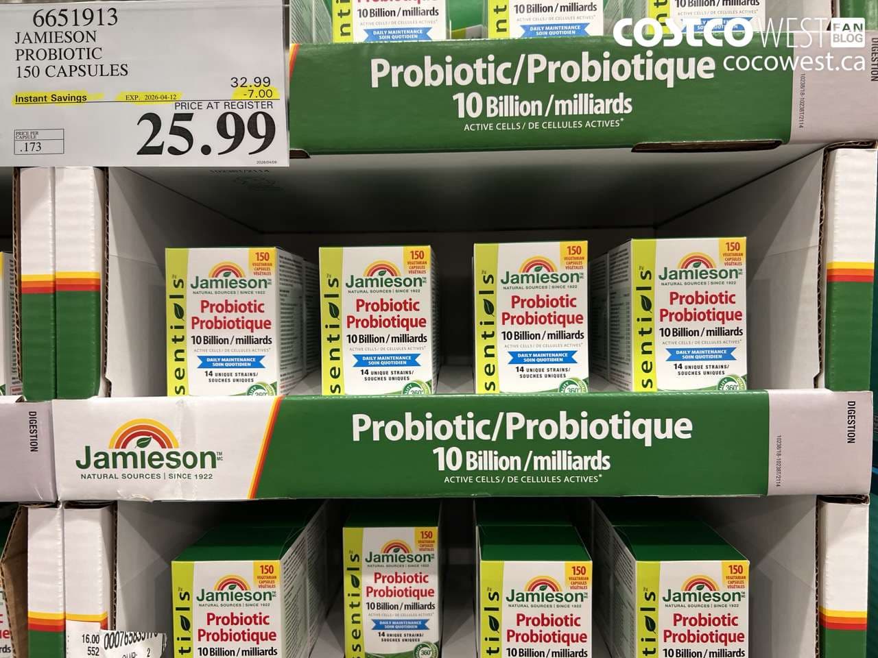 JAMIESON PROBIOTIC 150 CAPSULES