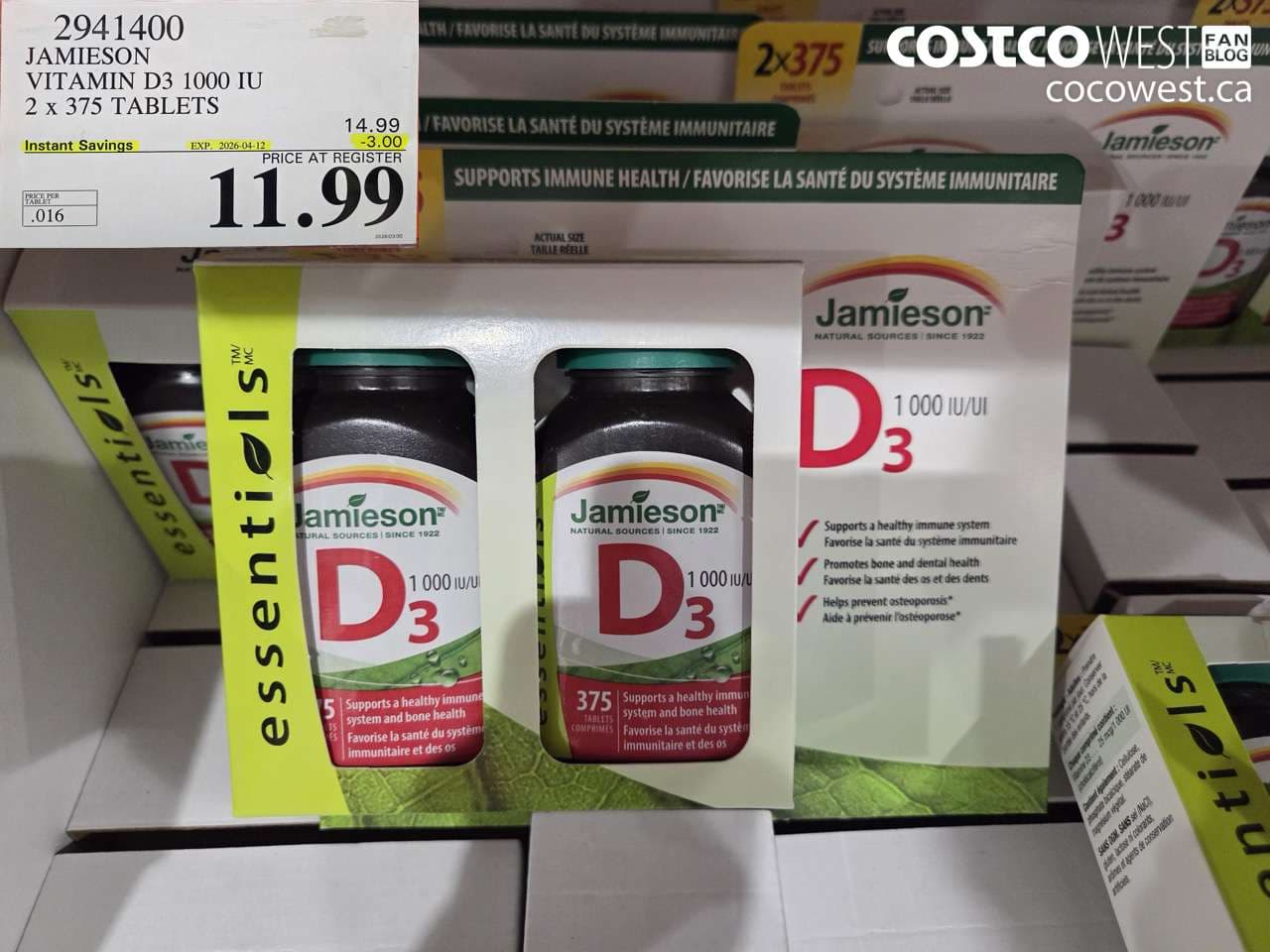 jamieson vitamin d3 1000 iu 2 x 375 tablets