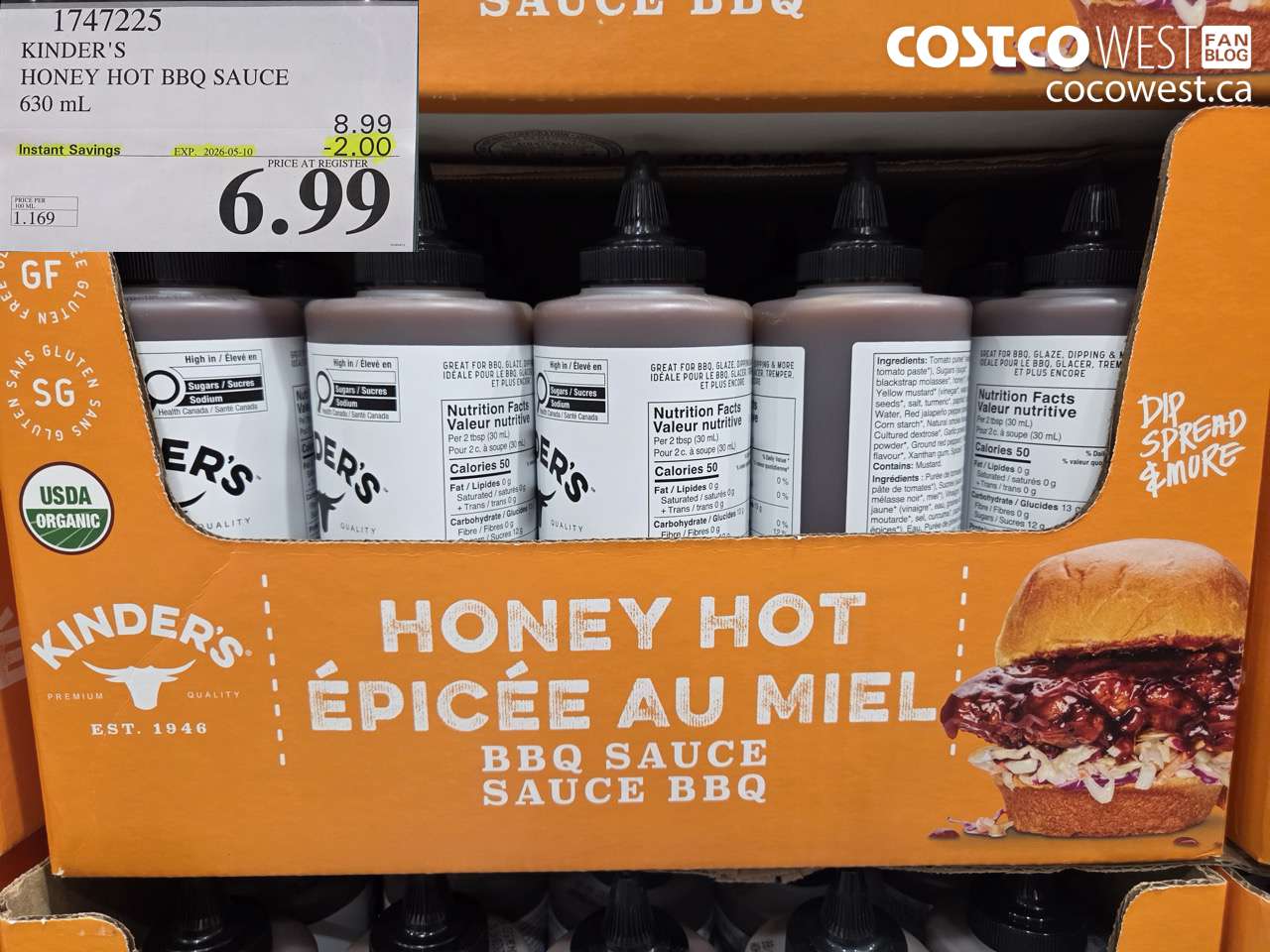 kinders honey hot bbq sauce 630 ml