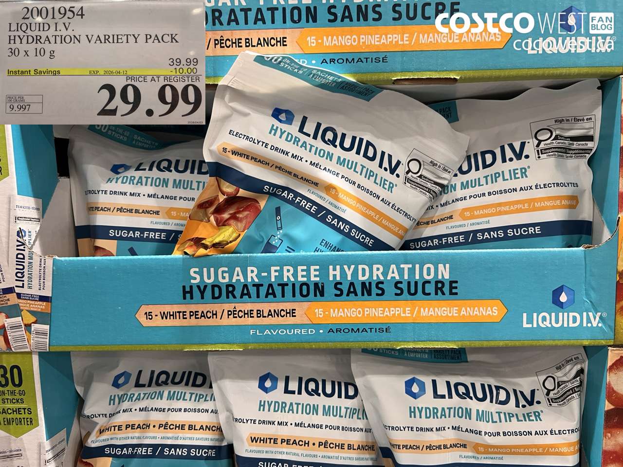 LIQUID I.V. HYDRATION VARIETY PACK 30 X 10 G