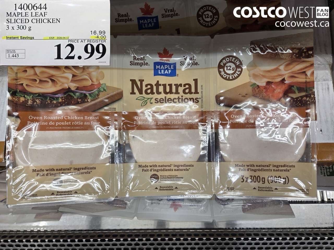 maple leaf sliced chicken 3 x 300 g