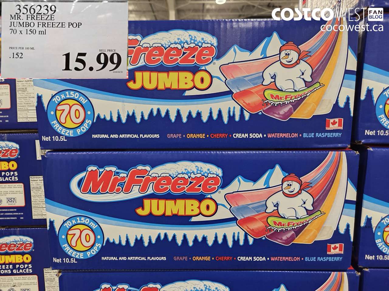 MR. FREEZE JUMBO FREEZE POP 70 X 150 ML