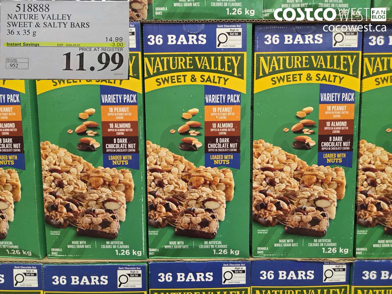 nature valley sweet  salty bars 36 x 35 g