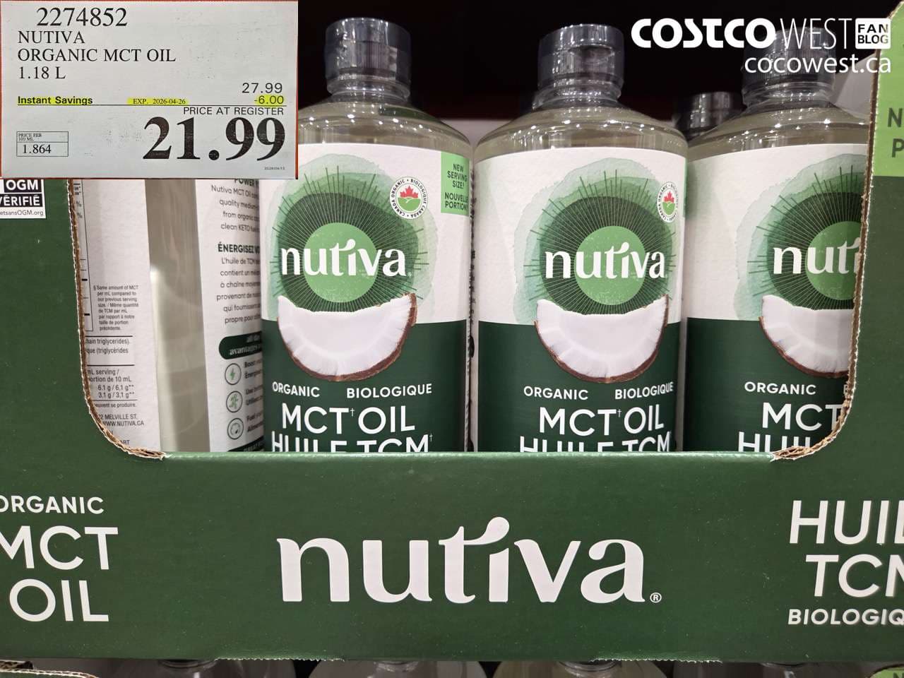 NUTIVA ORGANIC MCT OIL 1.18 L