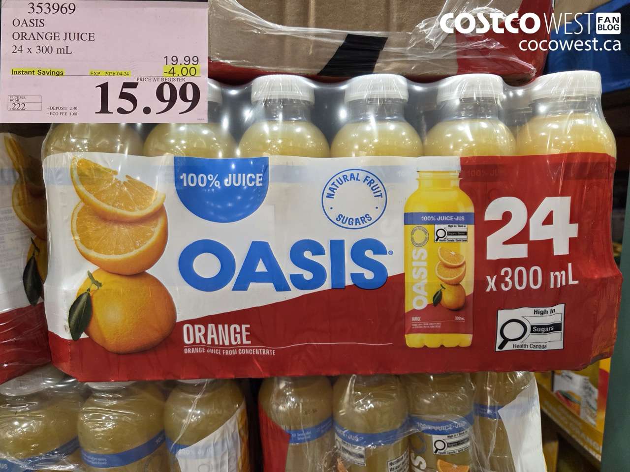oasis orange juice 24 x 300 ml