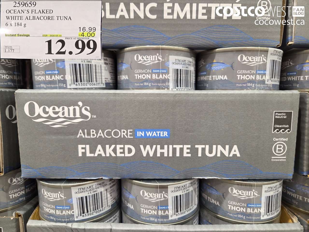 oceans flaked white albacore tuna 6 x 184g