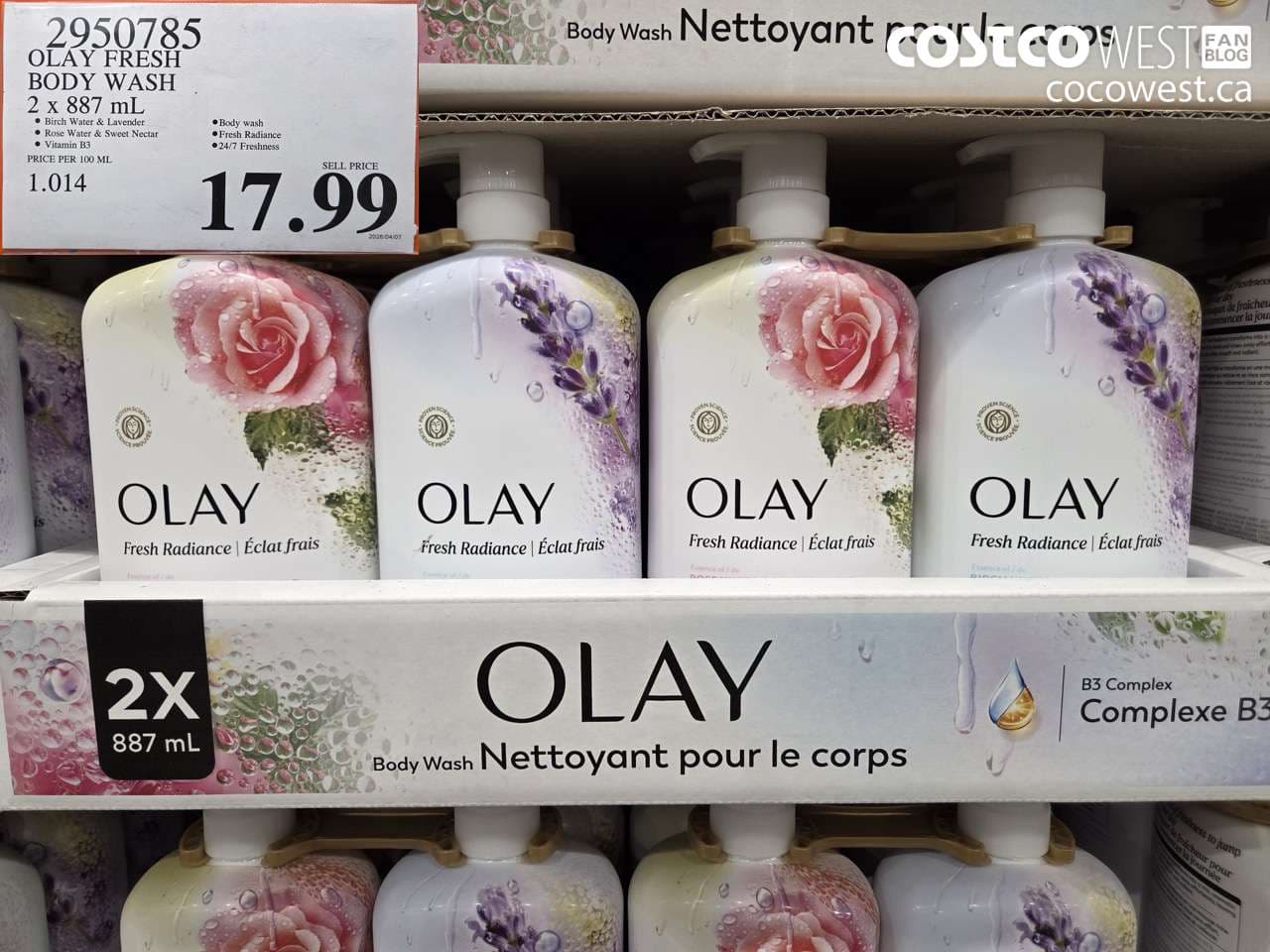 OLAY FRESH BODY WASH 2 X 887ML