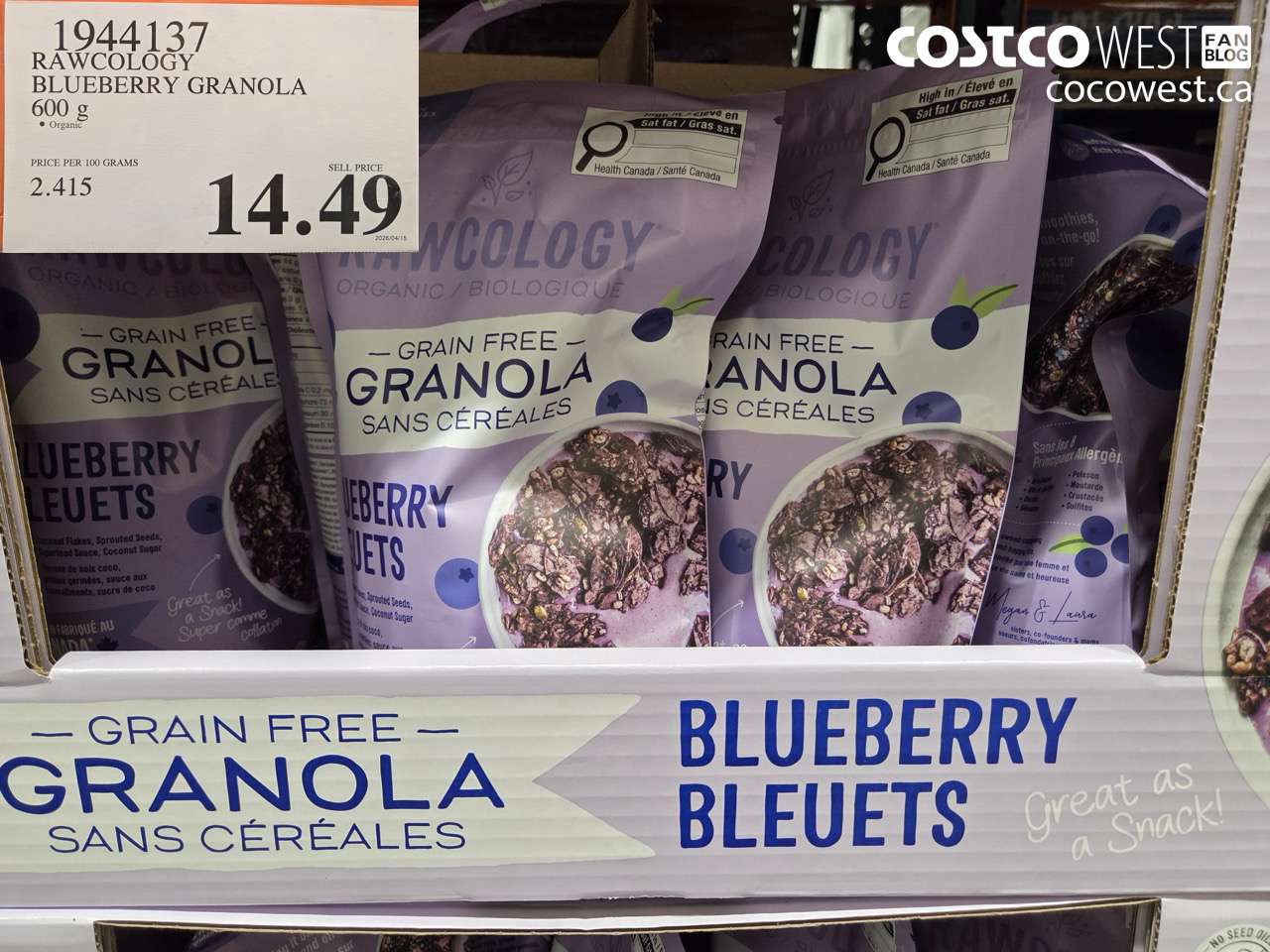 RAWCOLOGY BLUEBERRY GRANOLA 600G