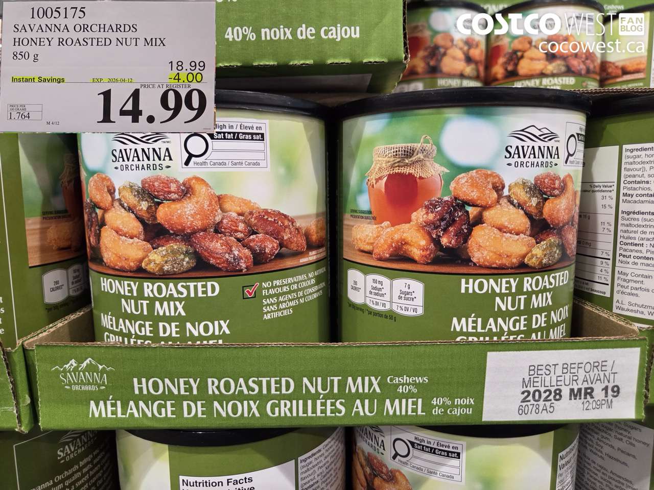 savanna orchards honey roasted nut mix 850 g