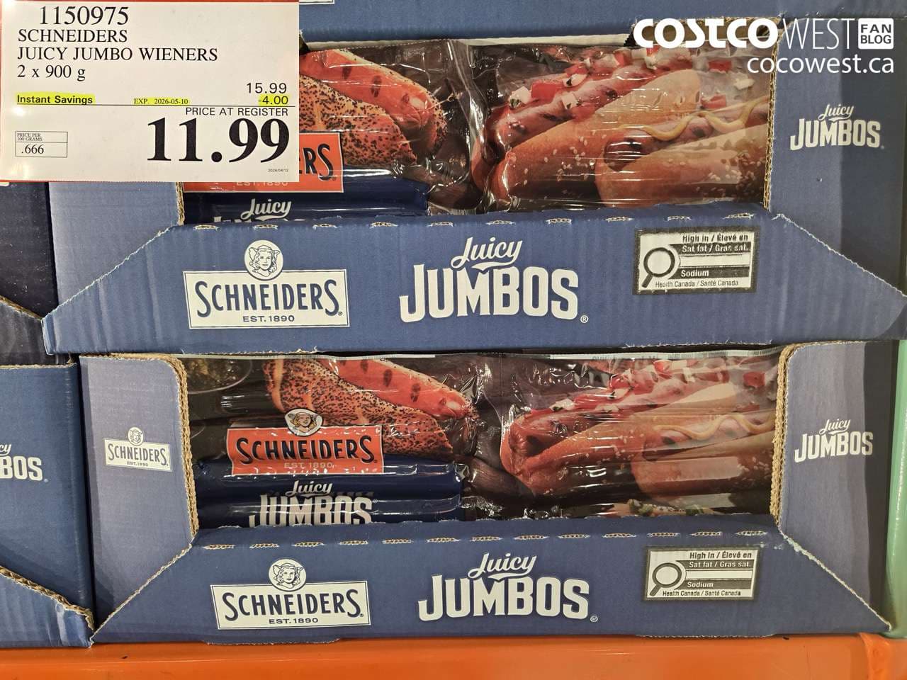 schneiders juicy jumbo wieners 2 x 900 g