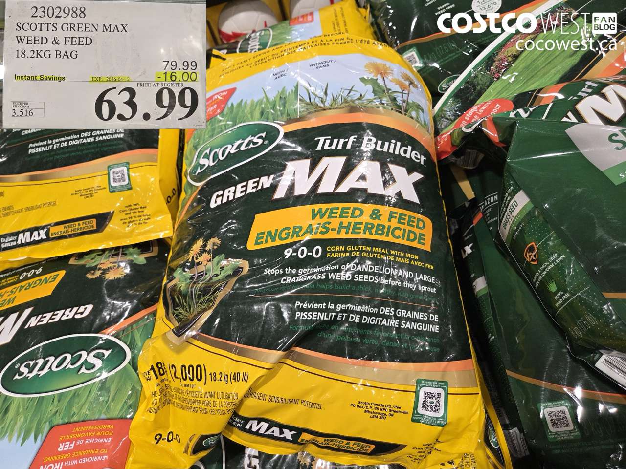 scotts green max weed  feed 182kg bag