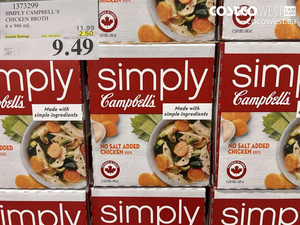 simply campbells chicken broth 6 x 946 ml