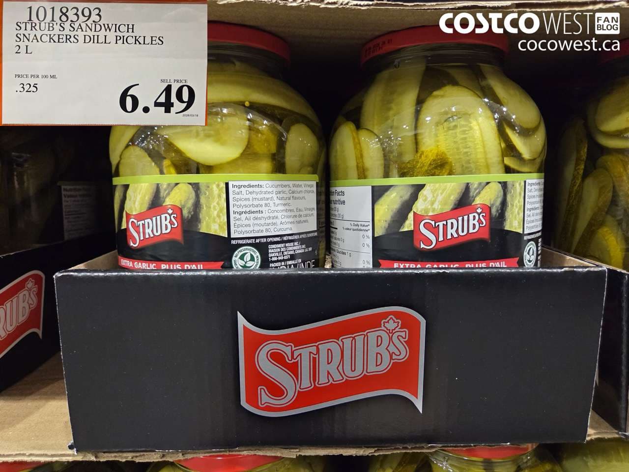 strubs sandwich snackers dill pickles 2 l