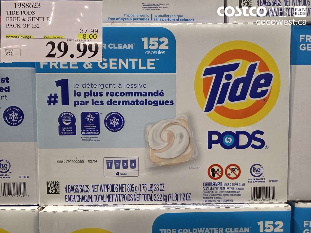 tide pods free  gentle pack of 152