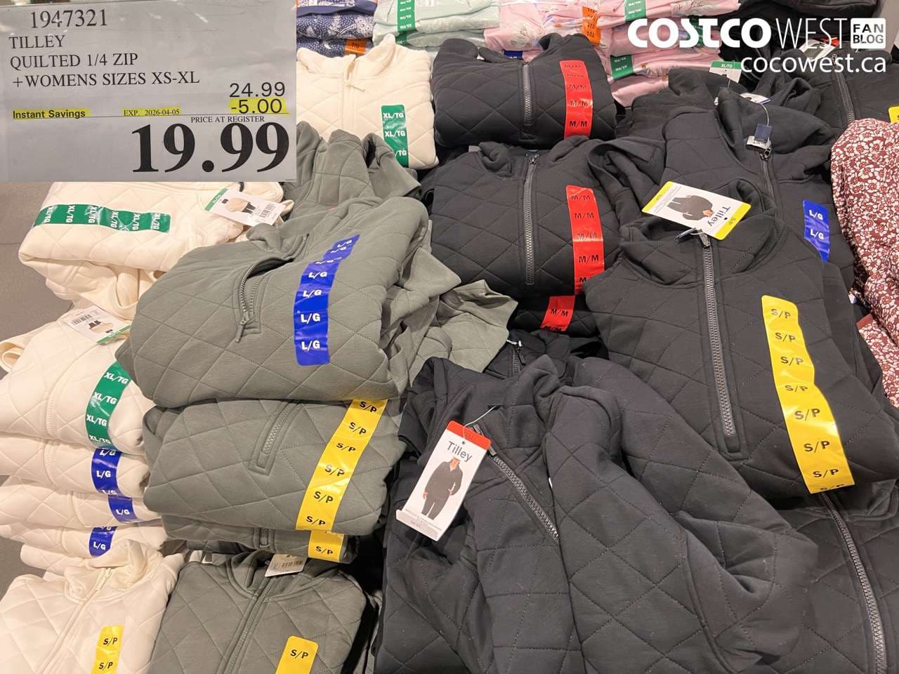 tilley quilted 14 zip womens sizes xsxl