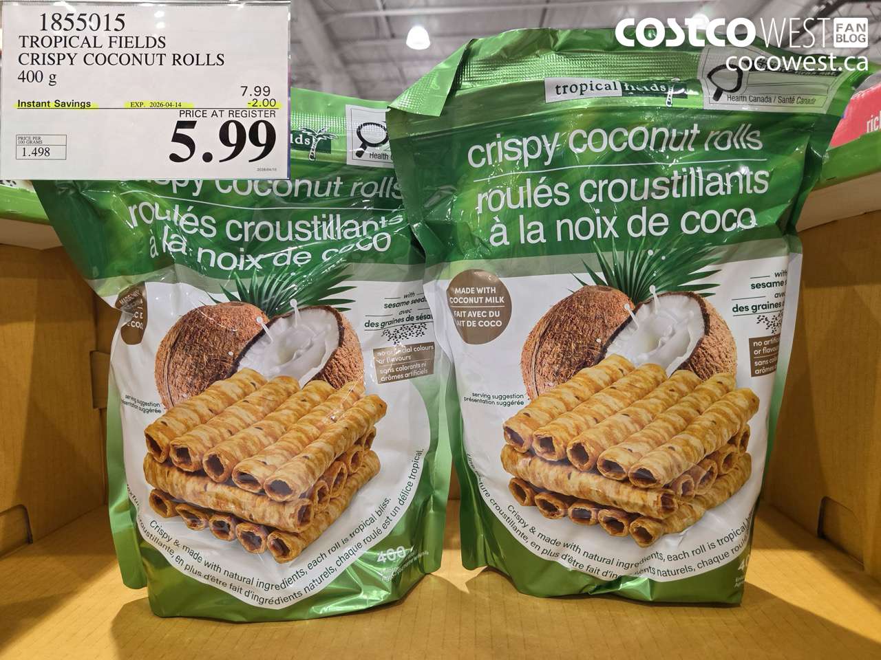 tropical fields crispy coconut rolls 400 g