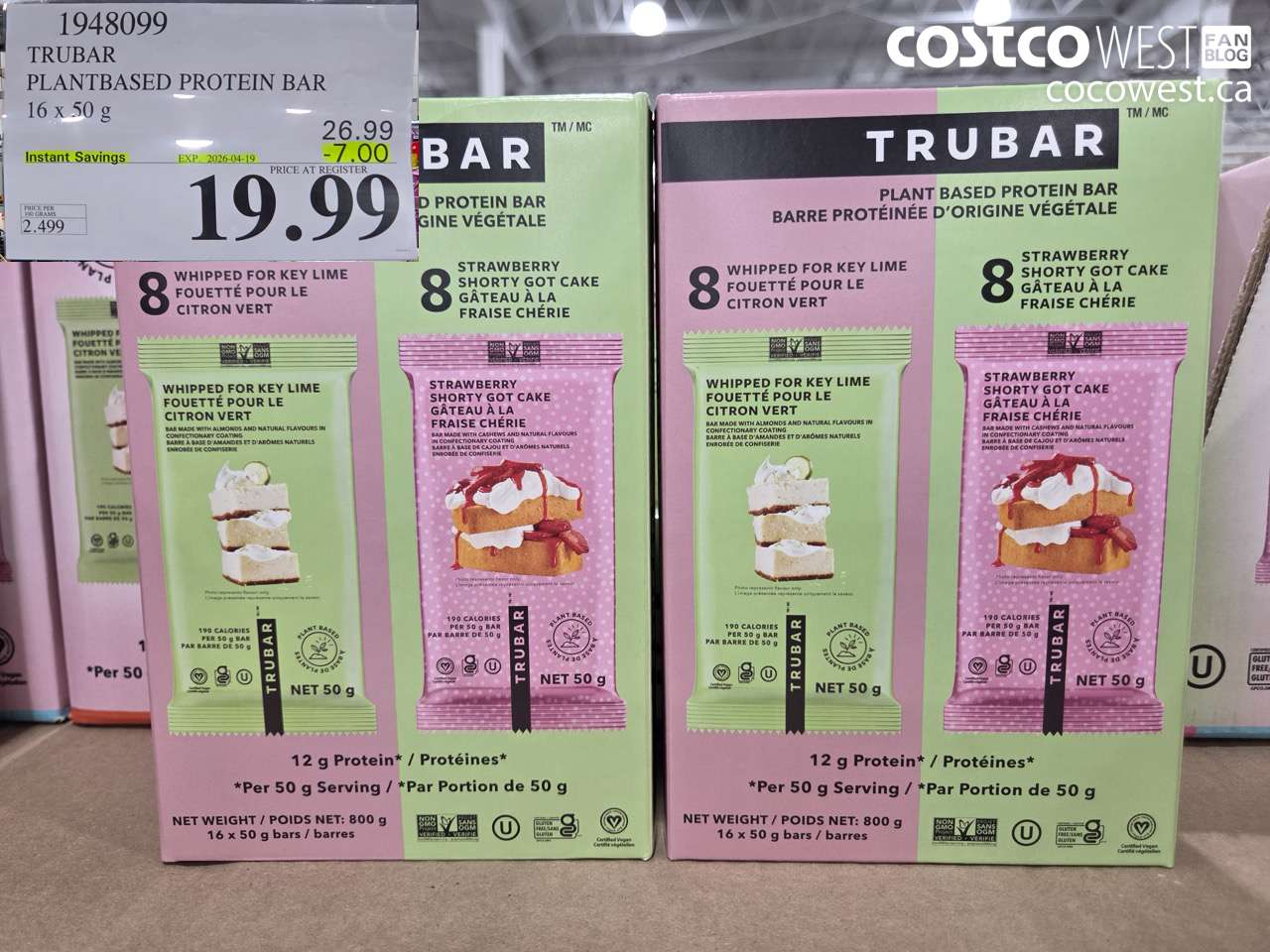 TRUBAR PLANTBASED PROTEIN BAR 16 X 50 G