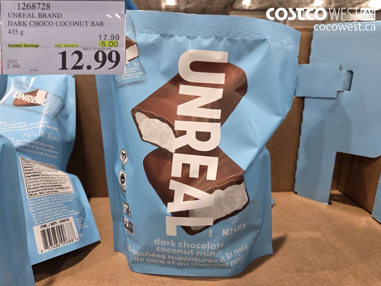 unreal brand dark choco coconut bar 435 g