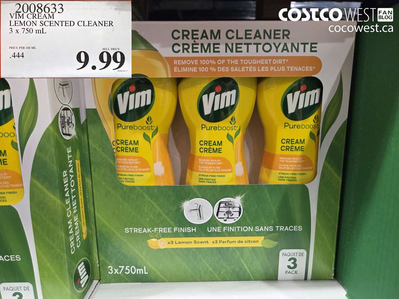 vim cream lemon scented cleaner 3 x 750 ml