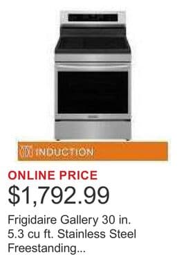Frigidaire Gallery 30 in. 5.3 cu ft. Stainless Steel Freestanding Induction Rear Control Range with Total Convection and Air Fry