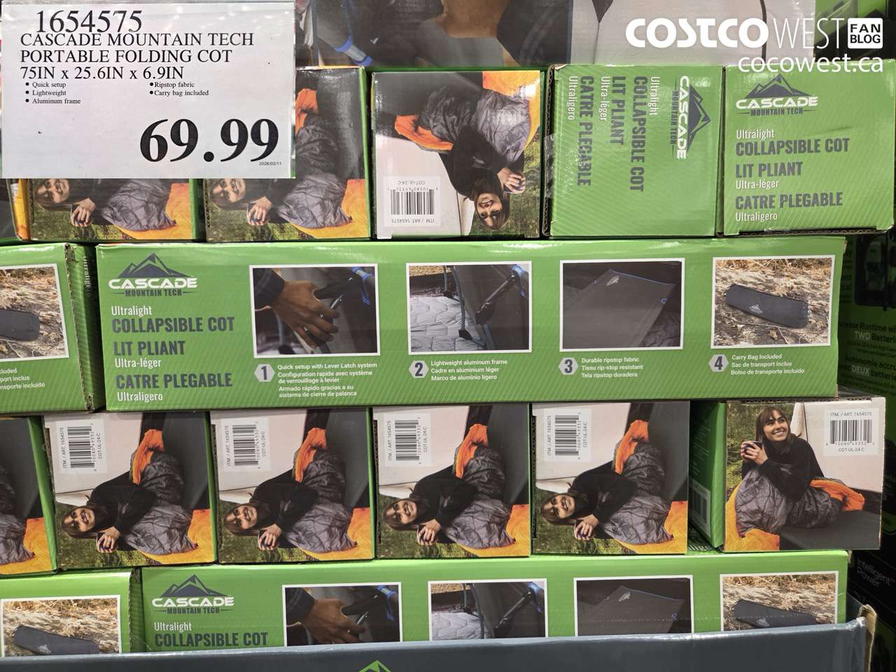 cascade mountain tech portable folding cot 75in x 256in x 69in