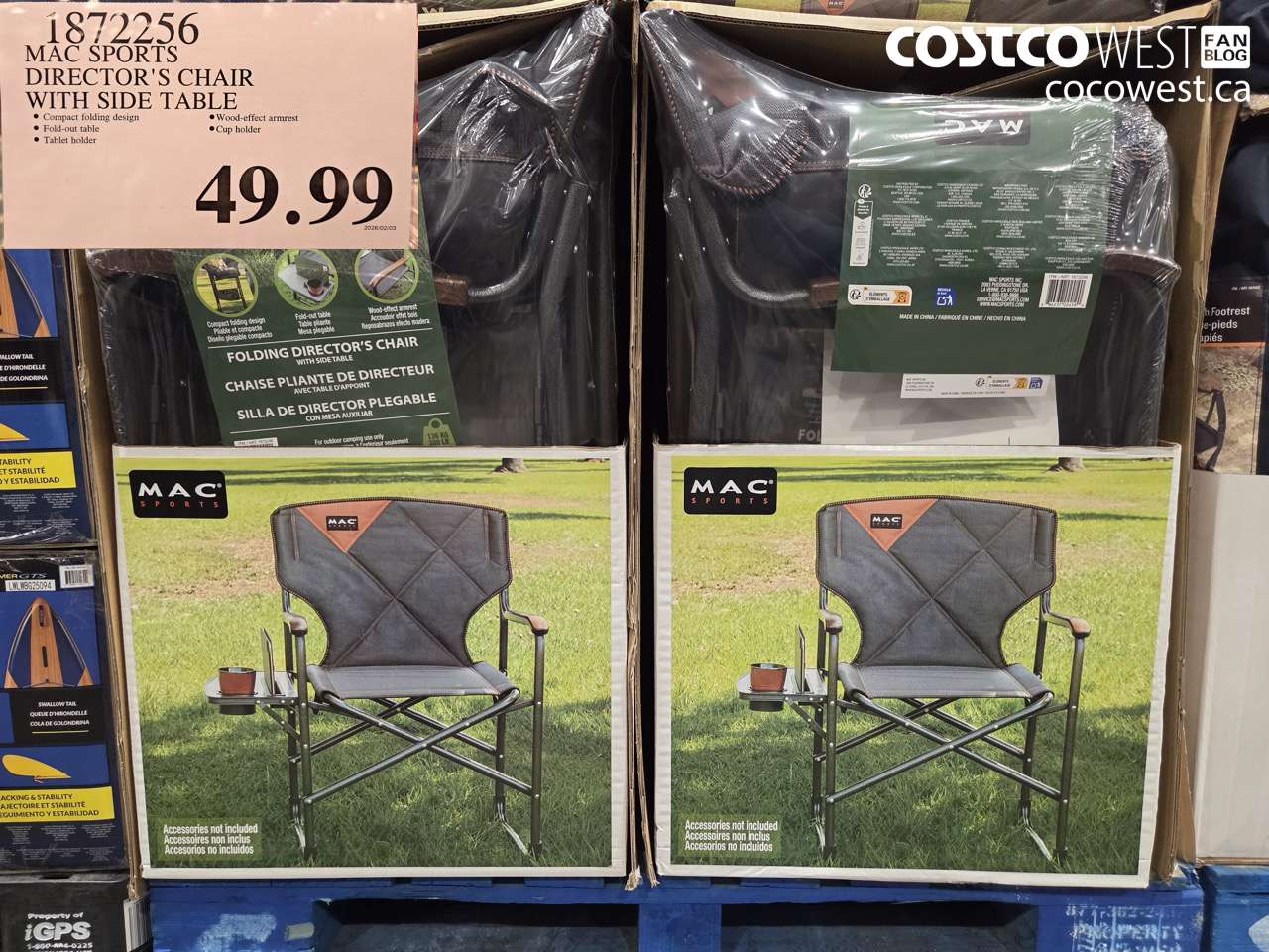 mac sports directors chair with side table