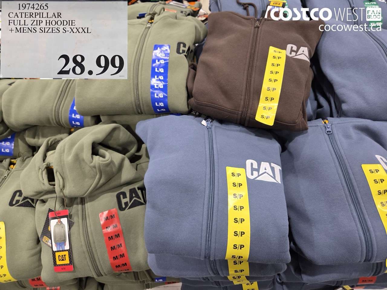 caterpillar full zip hoodie mens sizes sxxxl