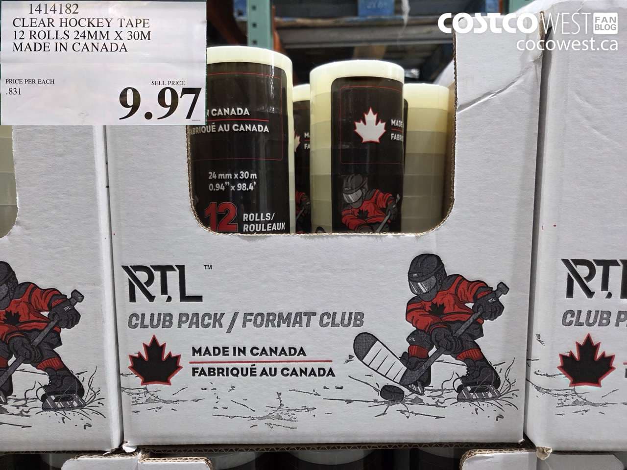 clear hockey tape 12 rolls 24mm x 30m made in canada