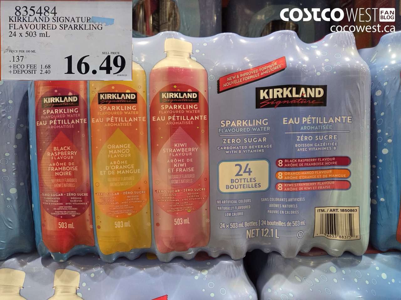 kirkland signature flavoured sparkling 24 x 503 ml
