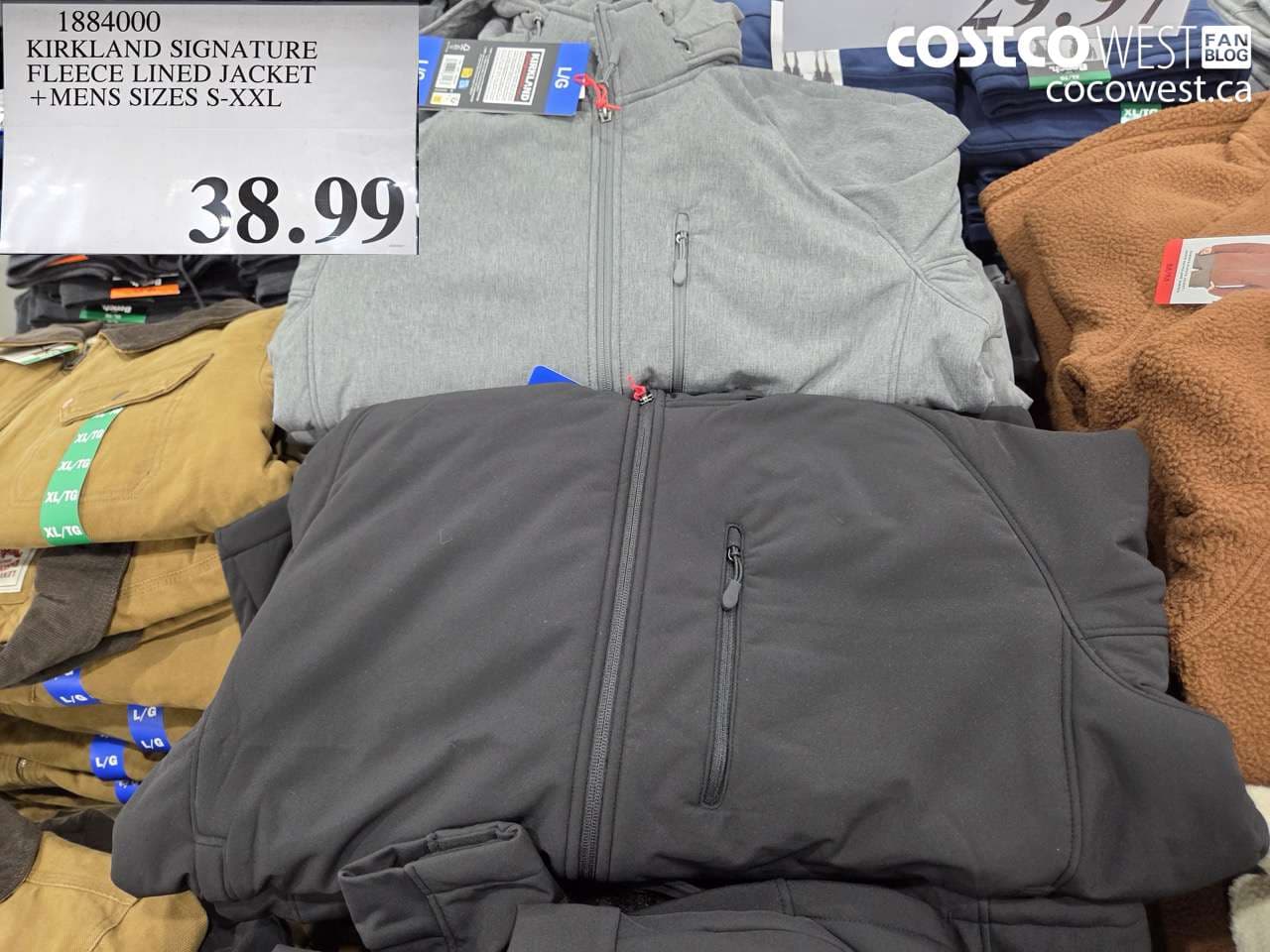 kirkland signature fleece lined jacket mens sizes sxxl
