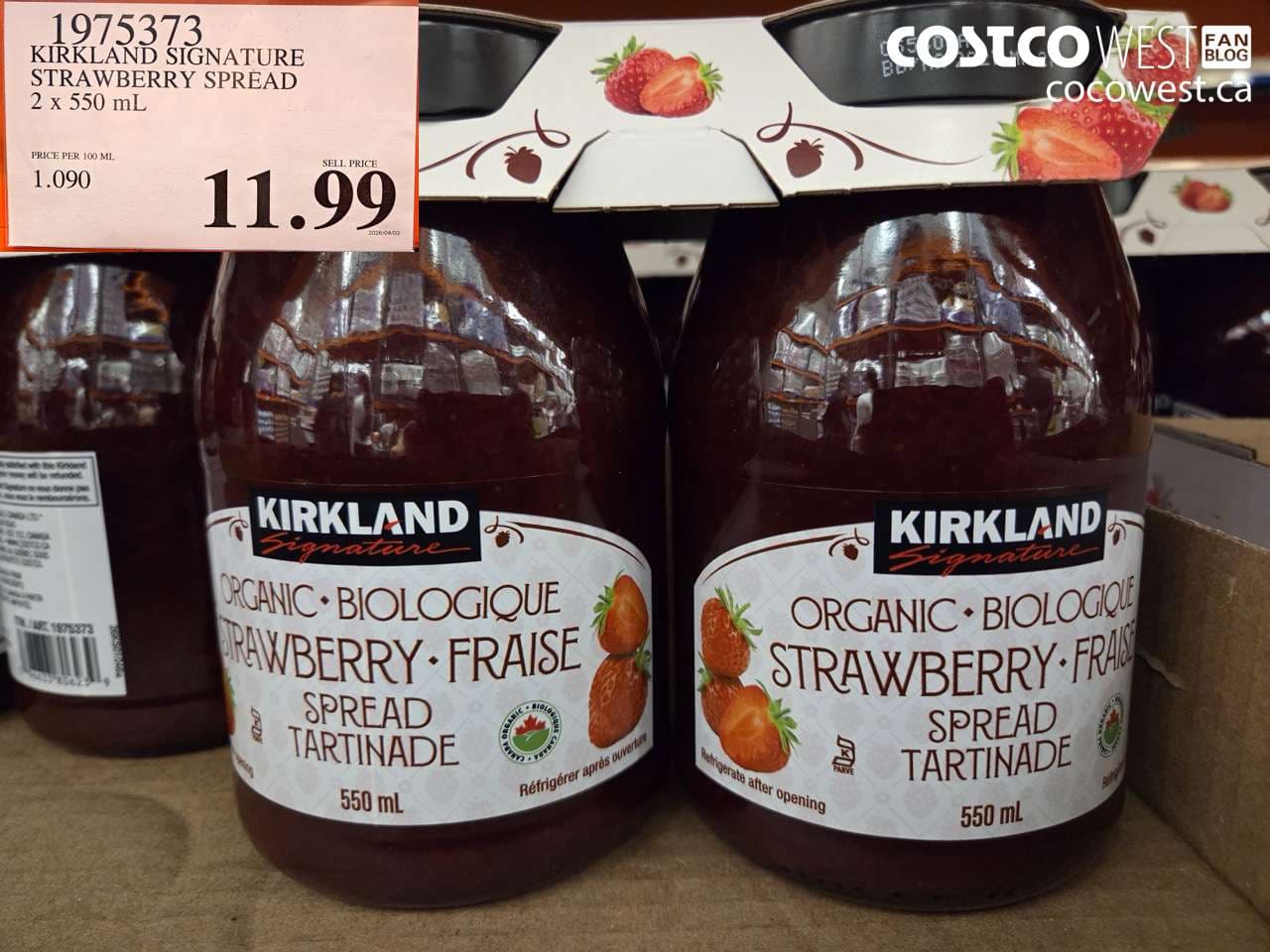 kirkland signature strawberry spread 2 x 550 ml