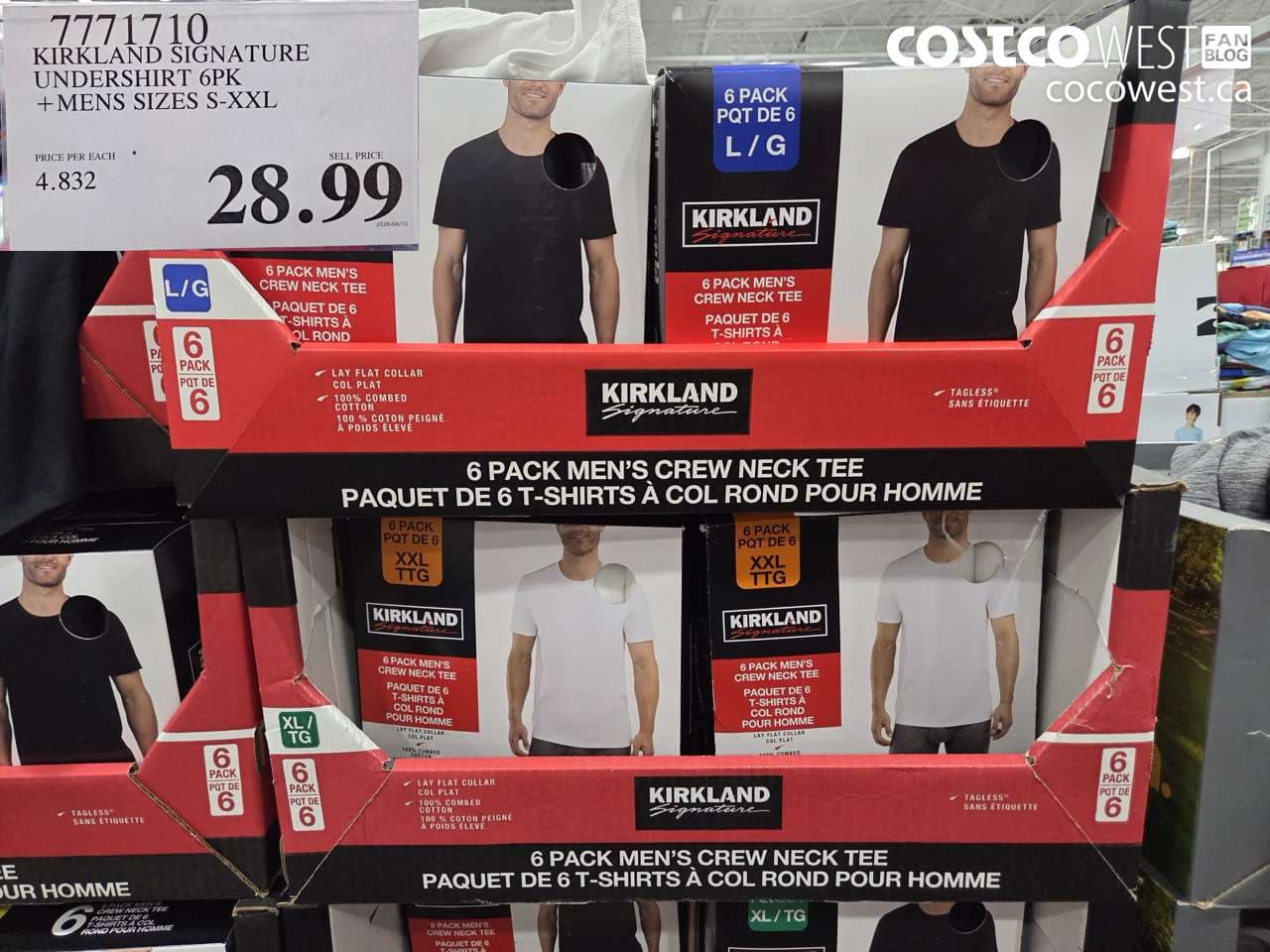 kirkland signature undershirt 6pk mens sizes sxxl