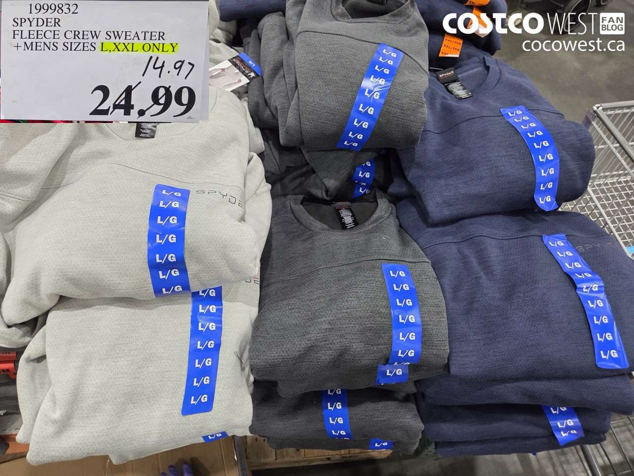 spyder fleece crew sweater mens sizes l xxl only